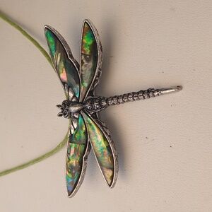 Artisanal Dragonfly Abalone Pendant Necklace Brooch Party Birthday Anniversary